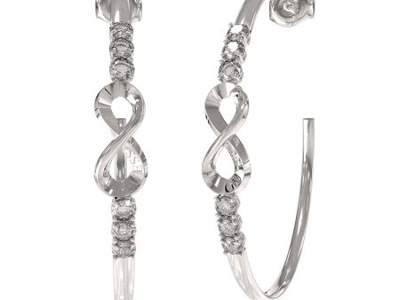 Guess Stainless Steel Rhodium Plated 50mm Infinity Hoop Earrings on Sale