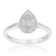 9ct White Gold Diamond Ring With 31 Brilliant and 3 Baguette Cut Diamonds Cheap