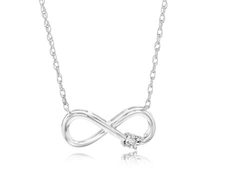 Sterling Silver Diamond Infinity Pendant on 46cm Rope Chain For Cheap