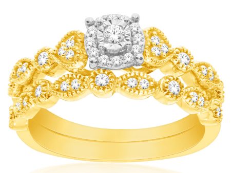 10ct Yellow Gold 1 4 Carat Diamond Bridal Set Cheap