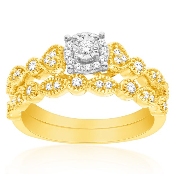 10ct Yellow Gold 1 4 Carat Diamond Bridal Set Cheap