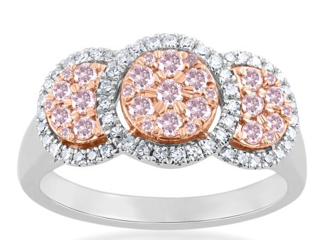 9ct  White and Rose Gold  0.65 Carat Diamond Ring With Pink Argyle Diamonds Cheap