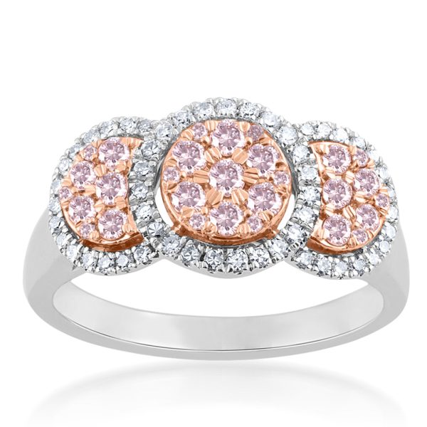 9ct  White and Rose Gold  0.65 Carat Diamond Ring With Pink Argyle Diamonds Cheap