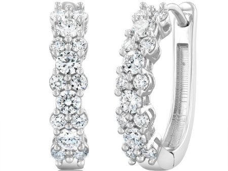 Luminesce Lab Grown 1 Carat Diamond Hoop Earrings in Sterling Silver Sale