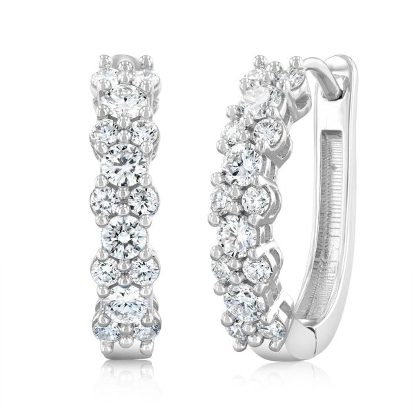 Luminesce Lab Grown 1 Carat Diamond Hoop Earrings in Sterling Silver Sale