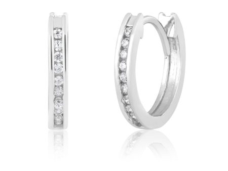 9ct White Gold Zirconia Hoop Earrings Sale