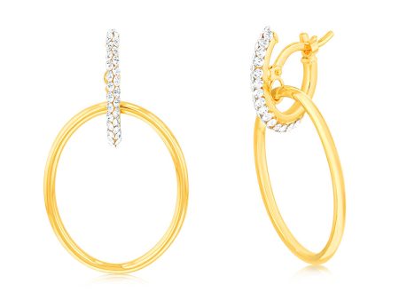 9ct Yellow Gold Silverfilled Crystal Circle Drop Earrings Hot on Sale