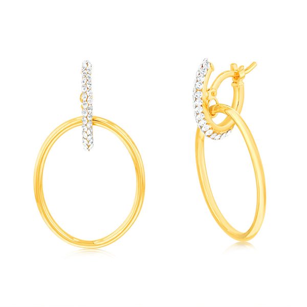 9ct Yellow Gold Silverfilled Crystal Circle Drop Earrings Hot on Sale