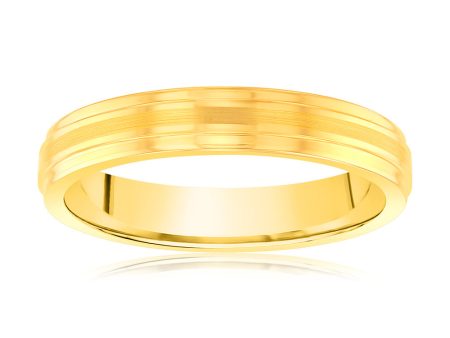 Striped Gold Polished 4.2mm Tungsten Ring Hot on Sale