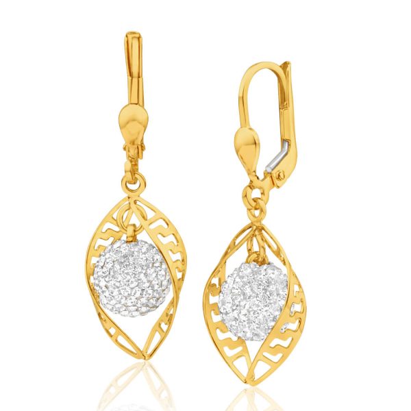 9ct Yellow Gold Silver Filled Crystal Open Oval Drop Earrings Hot on Sale