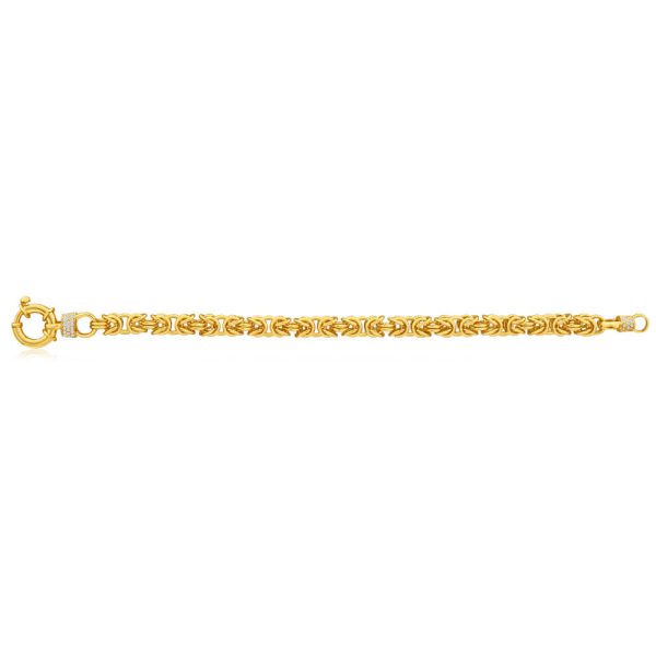 9ct Yellow Gold Silver Filled Zirconia Byzantine Bracelet Supply