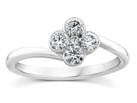 10ct White Gold Luminesce Lab Grown 1 2 Carat Flower Shaped Diamond Ring Online Hot Sale