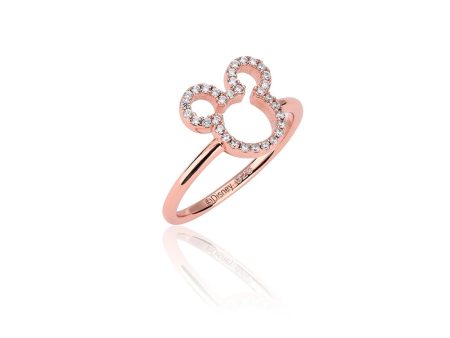 Disney Rose Gold Plated Sterling Silver Mickey Outline CZ Ring For Sale