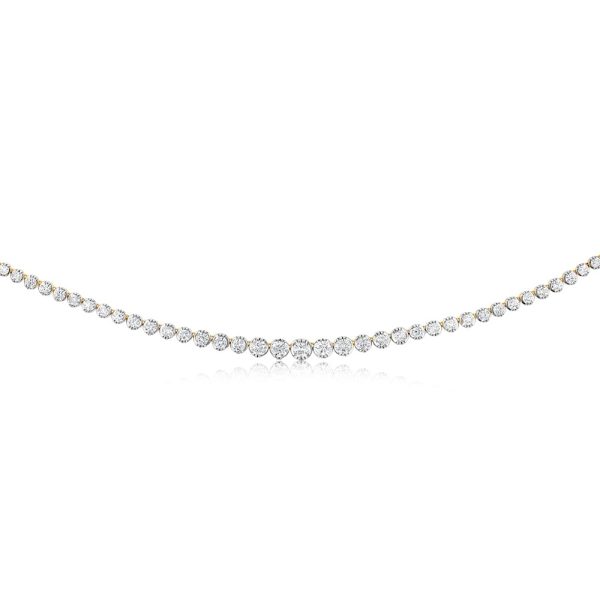 14ct Yellow Gold 10 Carats Diamond Necklace with 111 Brilliant Diamonds 43.5cm Supply