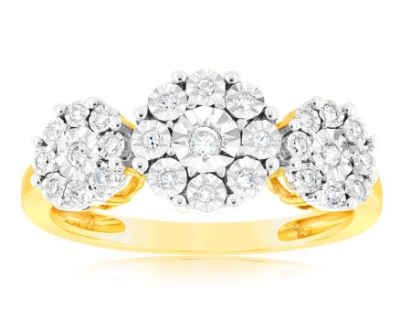 1 10 Carat Diamond Trilogy Ring in 9ct Yellow Gold Sale