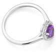 9ct White Gold Amethyst & Diamond Pear Shape Ring Fashion