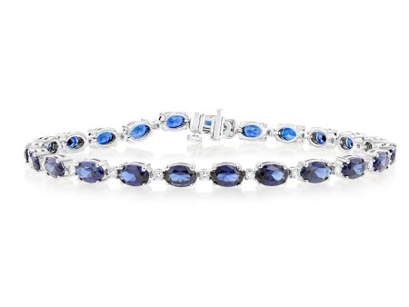 Luminesce Lab Grown 1 2 Carat Diamond Bracelet with Created Sapphire in Sterling Silver Discount