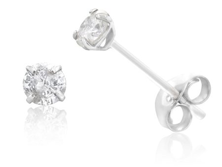 10ct White Gold 1 3 Carat Diamond Solitaire 4-Claw Stud Earrings Online