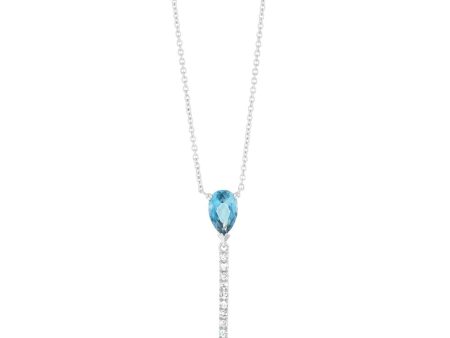 9ct White Gold 0.48Ct Blue Topaz in 10 Diamonds Sale