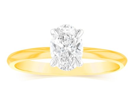 Luminesce Lab Grown 14ct Yellow Gold 1 Carat Oval Certified Solitaire Engagement Ring Discount