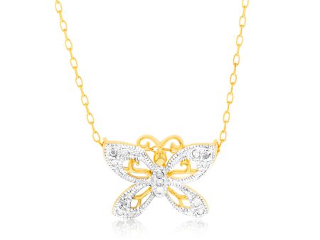 1 10 Carat Diamond Butterfly Pendant in Gold Plated Silver Fashion