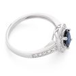 9ct White Gold 1.05ct Natural Dark Blue Sapphire 7x5mm + Diamond 0.26ct Ring Hot on Sale