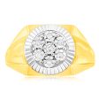 9ct Yellow Gold & Rhodium Diamond Gents Ring Set With 7 Diamonds For Cheap