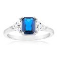 Sterling Silver White And Sapphire Blue Zirconia Fancy Ring Sale