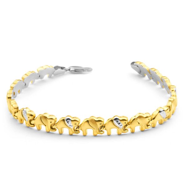 9ct Yellow Gold Silver Filled Elephant Fancy Bracelet For Discount