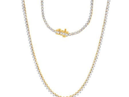 14ct Yellow Gold 3 Carats Diamond Necklace with 157 Brilliant Diamonds 43cm Hot on Sale