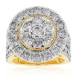 9ct Yellow Gold 4 Carat Diamond Round Shape Cluster Ring Supply