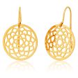 9ct Yellow Gold Silver Filled Lotus Flower Drop 15mm Earrings on Sale