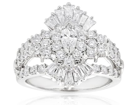 14ct White Gold Ring with 2.00 Carat of Diamonds with Marquise Centre Diamond Sale