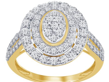 9ct Yellow Gold 1 Carat Diamond Oval Shape Cluster Ring Online now