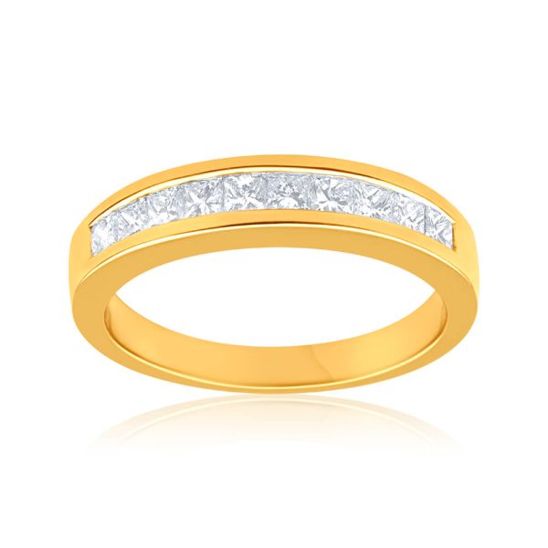 18ct Yellow Gold Ring With 0.5 Carats Of Princess Cut Diamonds Online Hot Sale