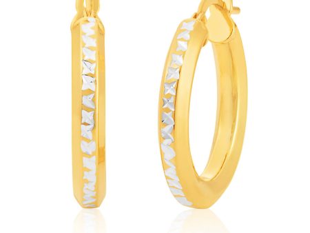 9ct Yellow Gold & White Gold Silver Filled Hoop Earrings Hot on Sale