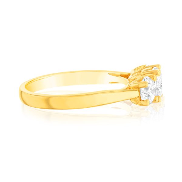 14ct Yellow Gold 1.5 Carat Diamond Trilogy Ring with 3 Round Brilliant Cut Diamonds Supply