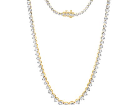 14ct Yellow Gold 10 Carats Diamond Necklace with 111 Brilliant Diamonds 43.5cm Supply