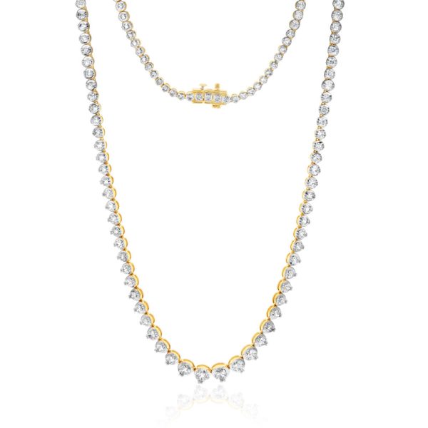 14ct Yellow Gold 10 Carats Diamond Necklace with 111 Brilliant Diamonds 43.5cm Supply