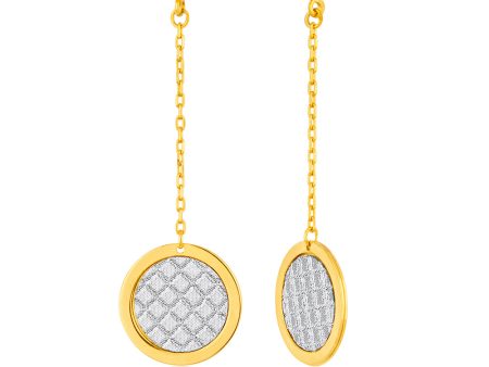 9ct Yellow Gold Silver Filled Stardust Dangling Circle Drop Earrings on Sale