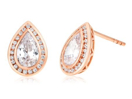 9ct Rose Gold Cubic Zirconia Stud Earrings Discount