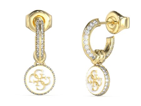 Guess Gold Plated Stainless Steel 25mm 4G Logo Knot Huggies Earrings Sale