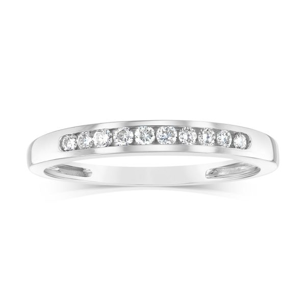 9ct White Gold 0.15 Carat Diamond Eternity Ring with 10 Brilliant Cut Diamonds on Sale