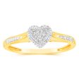 9ct Yellow Gold 1 10 Carat Diamond Heart Shaped Ring For Cheap