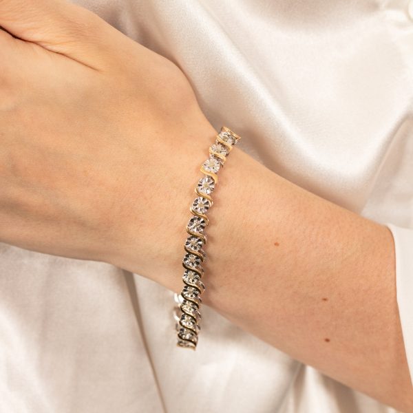 1 Carat Diamond Bracelet in Two Toned Sterling Silver Fashion