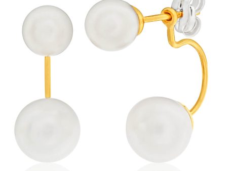 9ct Charming Yellow Gold Pearl Stud Earrings Online Hot Sale