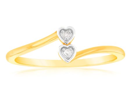 2Heart Shaped Diamond Ring in 9ct Yellow Gold Online