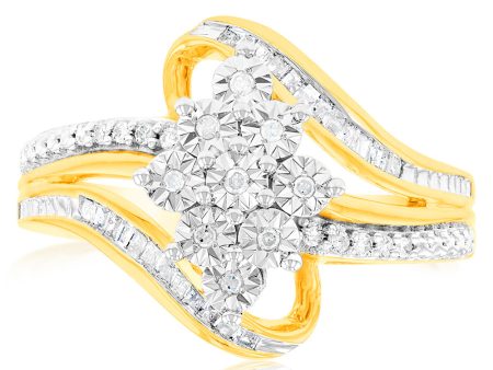 10ct Yellow Gold Diamond Ring With 0.18 Carat Of Diamonds Supply