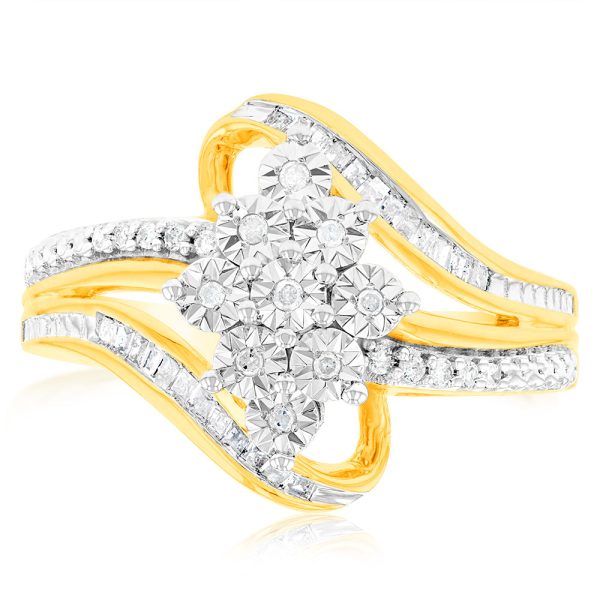 10ct Yellow Gold Diamond Ring With 0.18 Carat Of Diamonds Supply