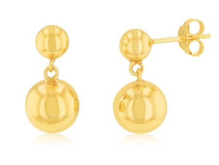 9ct Yellow Gold 5mm And 8mm Ball Drop Earrings For Sale